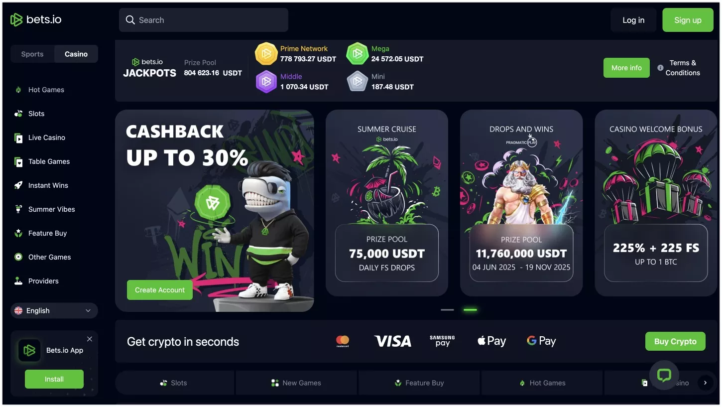 Επίσημος ιστότοπος του Bets.io Casino